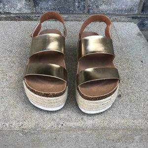 Dirty Laundry gold platform sandals